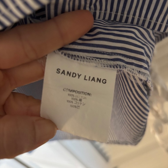 Sandy Liang striped button down long sleeve shirt arm ties - Picture 4 of 7